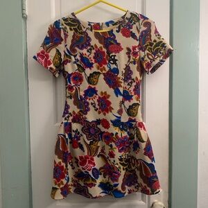 Elfsack Boho Retro Floral Paisley Festival Colorful Mini Dress XS